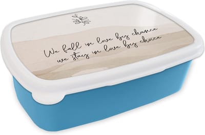 Broodtrommel Blauw - Lunchbox - Brooddoos - Quotes - Spreuken - We fall in love by chance, we stay in love by choice - Relatie - 18x12x6 cm - Kinderen - Jongen