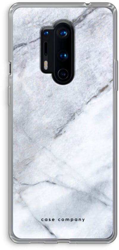 Case Company® - Hoesje geschikt voor OnePlus 8 Pro hoesje - Witte marmer - Soft Cover Telefoonhoesje - Bescherming aan alle Kanten en Schermrand