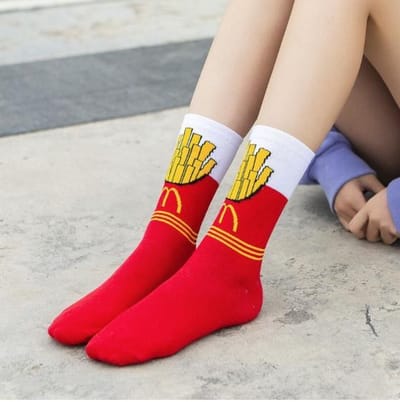 Fun sokken maat 36-39 'McDonalds Frietjes/Fries' (91221) friet patat happy socks vrolijke sokken macdonalds merchandise