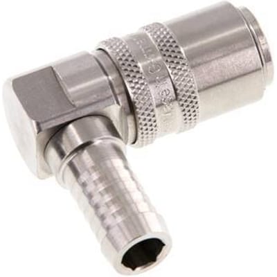 RVS DN 9 Tempereerkoppeling Snelkoppeling 13 mm Slangpilaar 90-deg