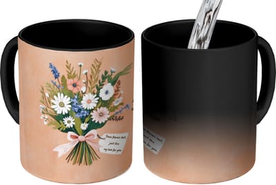 Magische Mok - Foto op Warmte Mokken - Koffiemok - Boeket - Strikje - Quote - Magic Mok - Beker - 350 ML - Theemok - Mok met Tekst