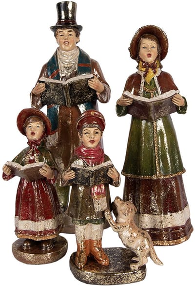 Clayre & Eef Kerstdecoratie Beeld Kerstgroep 34/31/21/20 cm Rood Kunststof