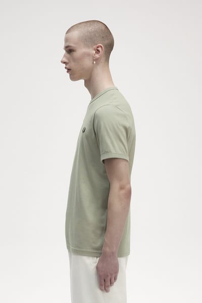 Fred Perry Ringer regular fit T-shirt M3519 - korte mouw O-hals - Seagrass - groen - Maat: XS