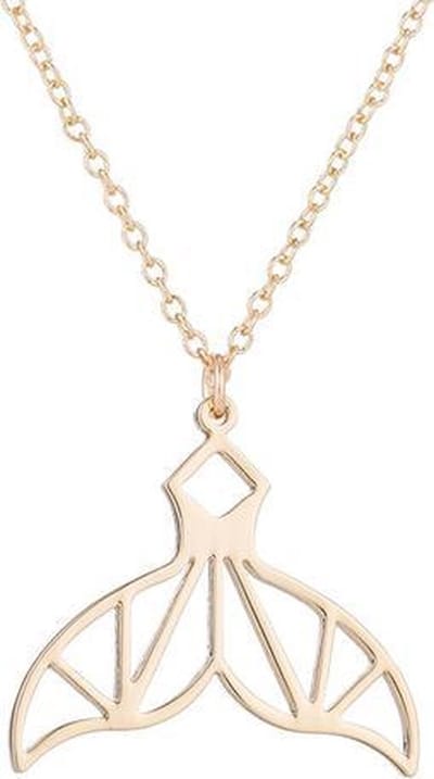 24/7 Jewelry Collection Origami Zeemeermin Ketting - Walvisstaart - Walvis - Staart - Goudkleurig