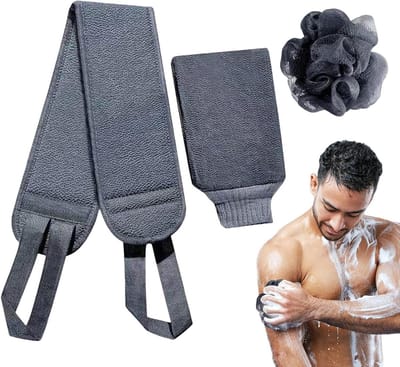 Douche Scrubber Set - Bad Gereedschap - Lichaam Reinigen - Dubbelzijdig Ontwerp - 22.6 x 13.4 cm - Grijs
