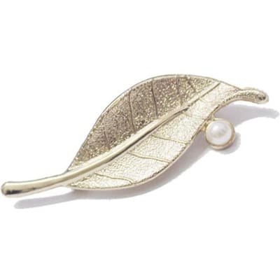 Mooie Gouden Kleur Blad Broches Voor Vrouwen Bruiloften Feest Parel Broche Spelden Cadeaus gray