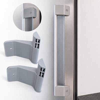 Deurgreep Bevestiging Geschikt voor Whirlpool 488000506980 – Handgreep Houder – Vriezer Deur Reparatie Onderdeel – Set van 2 – Grijs