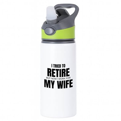 Hacebo® - I tried to retire waterfles met rietje groen - Pensioen - werken voor vrouw - werk - afscheidscadeau - verjaardagscadeau - kado - water fles - 650ML