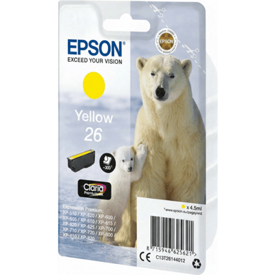 Epson Polar bear enkelverpakking geel 26 Claria Premium inkt