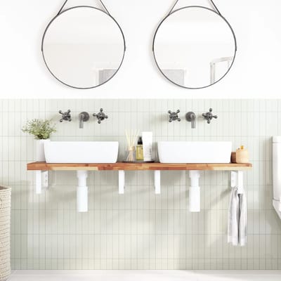 vidaXL - Badkamer - wandschap - staal - en - massief - acaciahout