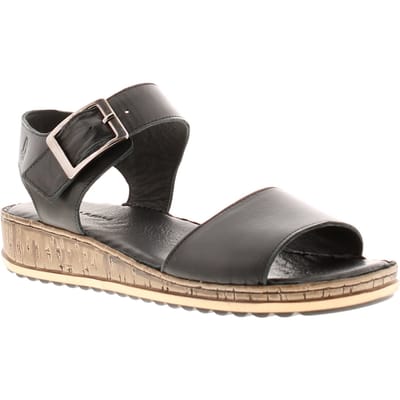 Hush puppies ellie dames leren wedge sandalen zwart
