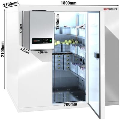 GGM Gastro Kühlzelle - 1800x2100mm - 5,88m³ - inkl. Kühlaggregat Wit / Zilver