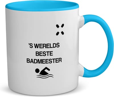 Akyol - badmeester koffiemok - theemok - blauw - Badmeester - badmeesters - 's werelds beste badmeester - zwemmen - zwemdiploma - cadeau - kado - gift - geschenk - vaderdag - lifeguard - 350 ML inhoud