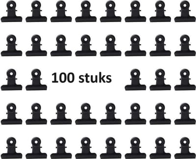 Zwarte Knijpers - Bulldog Clip - Knijpers Metaal - 100 Stuks - 30mm - SEC