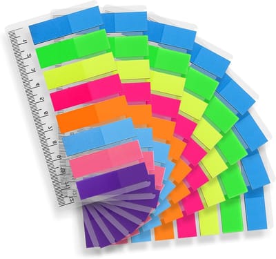 Zelfklevende Pagina Markers, 1280 Stukjes Kleine Vlaggen, Schrijfbare Labels en Marker Strips in 8 Kleuren, Ideaal voor Organiseren en Notities maken