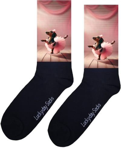 Teckel - Opkikker - Grappige sokken - Valentijns cadeau - Verjaardag cadeau - Sint cadeau - Leuke sokken - Aparte sokken - Vrolijke sokken - Ballet - Grappige cadeau - Kerstsokken - Vaderdag - Moederdag - Dans - Socks maken Happy - 37-44