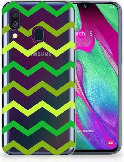 Samsung Galaxy A40 TPU bumper Zigzag Groen