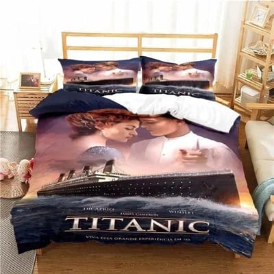 Prachtig 3D Titanic Schip Oceaan Behang Romantische Liefde Print Beddengoed Set Dekbedovertrek Dekbed Bed Jeugd Kinderen Meisjes Jongens Cadeau 220*240cm 3pcs