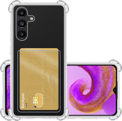Hoesje - Geschikt voor Samsung Galaxy A04s - Met Pashouder en Kaarthouder - Telefoon Hoes Shockproof - Siliconen Case - Back Cover - Shock Proof - Pasjes Houder - Transparant