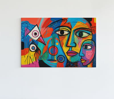 Canvas Schilderij – Gezichten in kleur - Abstracte kunst – 60x40x2 cm