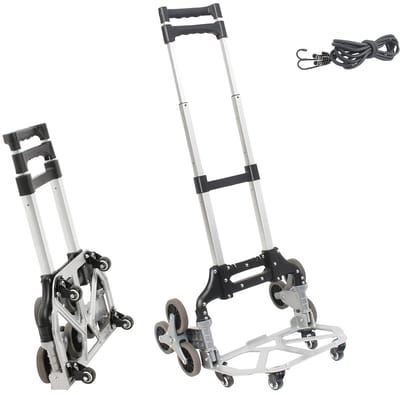 Inklapbare Steekwagen Aluminium – Lichte Transportwagen met 10 Wielen en Spanbanden - Max. 80 kg