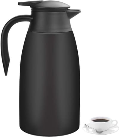 Geïsoleerde koffiefles - Roestvrijstalen waterfles - Dubbelwandige vacuümfles - Warmwaterdispenser - Geschikt voor water en thee - Zwart - 1,5 liter