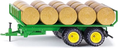 SIKU 2891, Balenwagen, 1:32, metaal/kunststof, groen, incl. 15 ronde balen, compatibel met standaard siku-trekhaken
