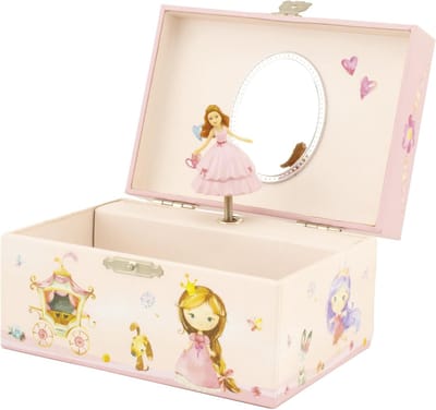 Muziekdoos Prinses - Sieradenkistje Doos - Sieraden Opbergen - Draaiende Figuur Melodie - 10x14x8 cm - Roze