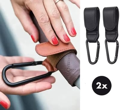 Actie4you® - Tassenhaak Kinderwagen - Buggy Haakjes - Babywagen - Haakjes voor tassen – Klittenband Haak – Verstelbare Haak - Set van 2 – Zwart