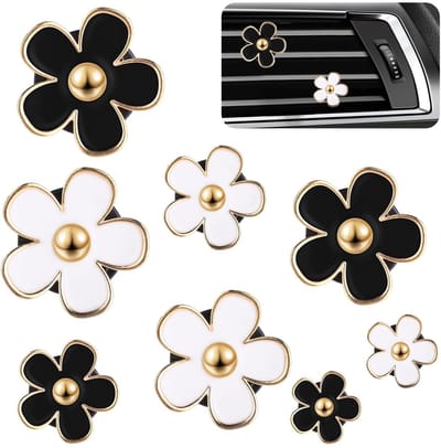 Dailygoods- Luchtverfrisser Auto - 8 Stuks Madeliefjes Bloem - Aromatherapie Diffuser - Interieur Decoratie - Etherische Olie Accessoires - Antislip Clip - Geurhanger