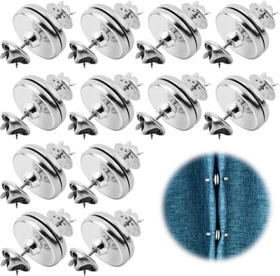 12 paar zilveren magneten voor gordijnen, gordijnmagneetknop, gordijnsluiting, magneet, roestvrij, universeel inzetbaar voor gordijnen in slaapkamer, keuken en meer