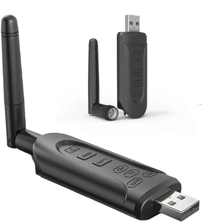 DrPhone SKYLINK E11 Bluetooth 5.3 Audio Zender met AptX Adaptive – Dual Stream – USB & AUX – Qualcomm QCC3056 – Grote Bereik – Geschikt voor TV, PC, PS5, Switch