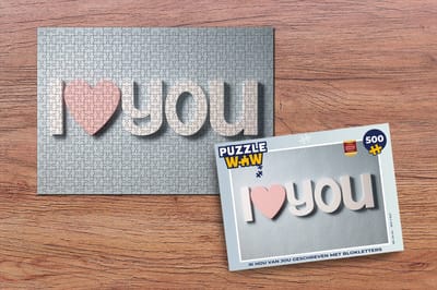 Puzzel Ik hou van jou geschreven met blokletters - Legpuzzel - Puzzel 500 stukjes