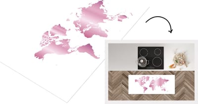 Keukenloper - Loper keuken - Wereldkaart - Roze - Schilderij - 120x50 cm - Keukenloper vinyl