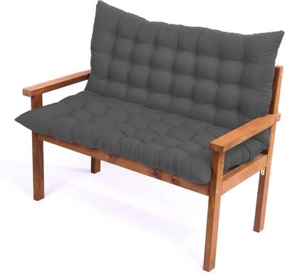 Tuinkussen met rugleuning - Schommelkussen bank - Buiten ontspannen - Antislip bevestiging - 120 x 100 cm - Donkergrijs