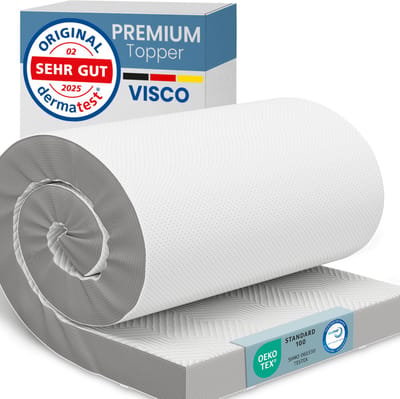 ELONEO Visco Topper 80x190 cm – 8 cm Hoog – Traagschuim Matras Topper met Hoeklussen en ademende Nethoes