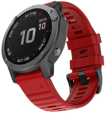 By Qubix - Geschikt voor Garmin bandje - 26mm Quickfit - Siliconen bandje - Rood - Geschikt voor Garmin Fenix 8 / 8 Pro - 51mm