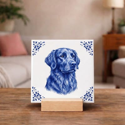 Delftsblauw Tegeltje 11x11 Golden Retriever – Cadeau voor Hondenliefhebber of Baasje