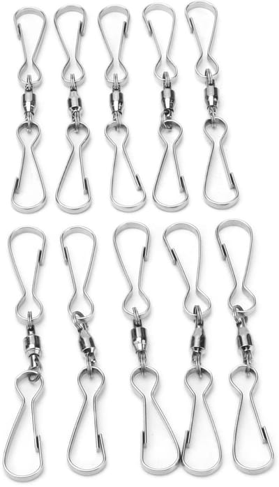 Dailygoods- Haak 360° Roterend - Dual Clip - Draaiende Windzakken - Vogelvoeder - Windgong - Set van 10 - Ophanghaak