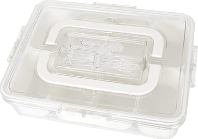 La'Moussawi ® Multifunctionele Vierkante Snackschaal met Deksel voor Georganiseerd Snackplezier
