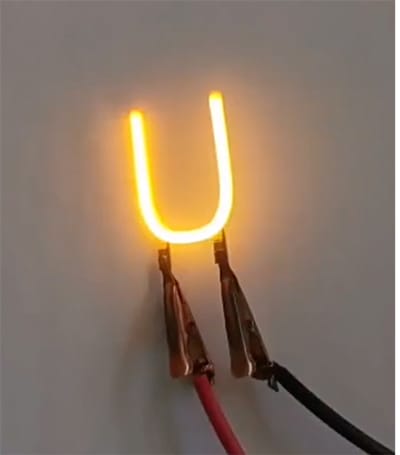 -U- COB LED 3V Filament Letter Geel 3 x 3 cm FPC 2200K 1W Warm-wit