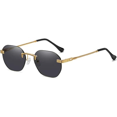 Bruine Randloze Gouden Metalen Dames Zonnebril Randloos Verloop Lens Blauwe Mode Zonnebril Voor Mannen UV400 Zomer gray