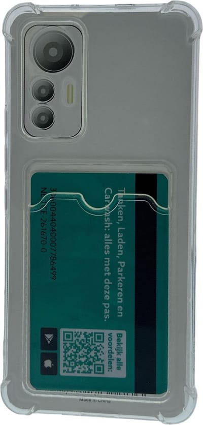 Schokbestendig TPU Hoes Kaarthouder Geschikt voor: Xiaomi Redmi 10 2022 - Transparant - Hoesje met Achterkant Pasjeshouder