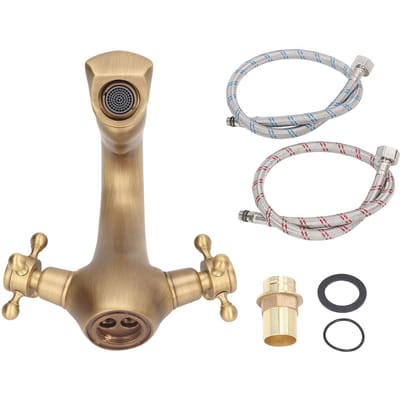 Robinet de lavabo en laiton de style européen rétro, bonne étanchéité, résistant à la corrosion, mitigeur monotrou avec