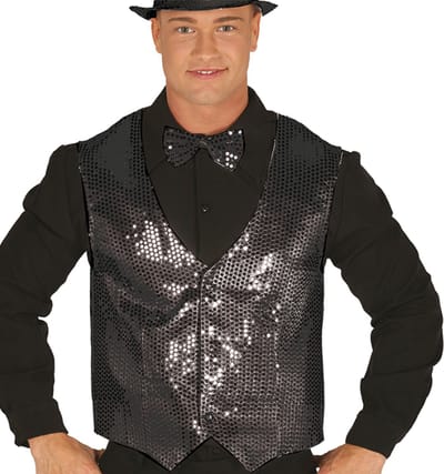 Fiestas Guirca - Gilet Pailletten Zwart - heren - Carnavalskleding - Carnaval - carnavalskleding 2027 - Carnaval kostuum