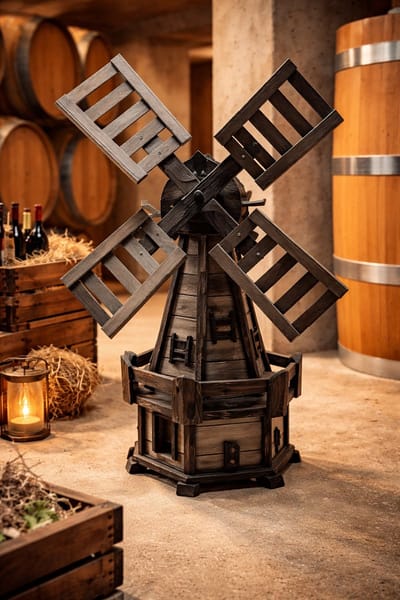 Houten Molen zwart - grijs / Molen / Hout / Tuin / Decoratie