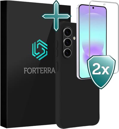 Hoesje Met 2x Screenprotector - Geschikt voor Samsung Galaxy A37 - Sterk & Shockproof - Telefoon Hoes - Back Cover - Siliconen Case - Zwart