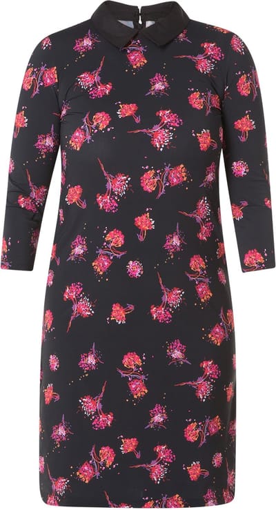 Jurk Yesta print uni kraagje 105CM