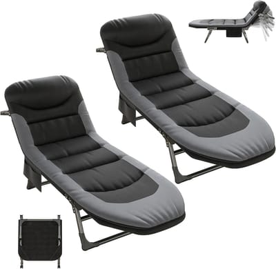 Campingbed Inklapbaar - Veldbed Opvouwbaar - Buiten Ontspannen - 6-voudig Verstelbaar - 190 x 65 cm - Blauw