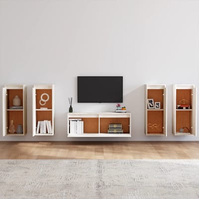 vidaXL - Tv-meubelen - 5 - st - massief - grenenhout - wit